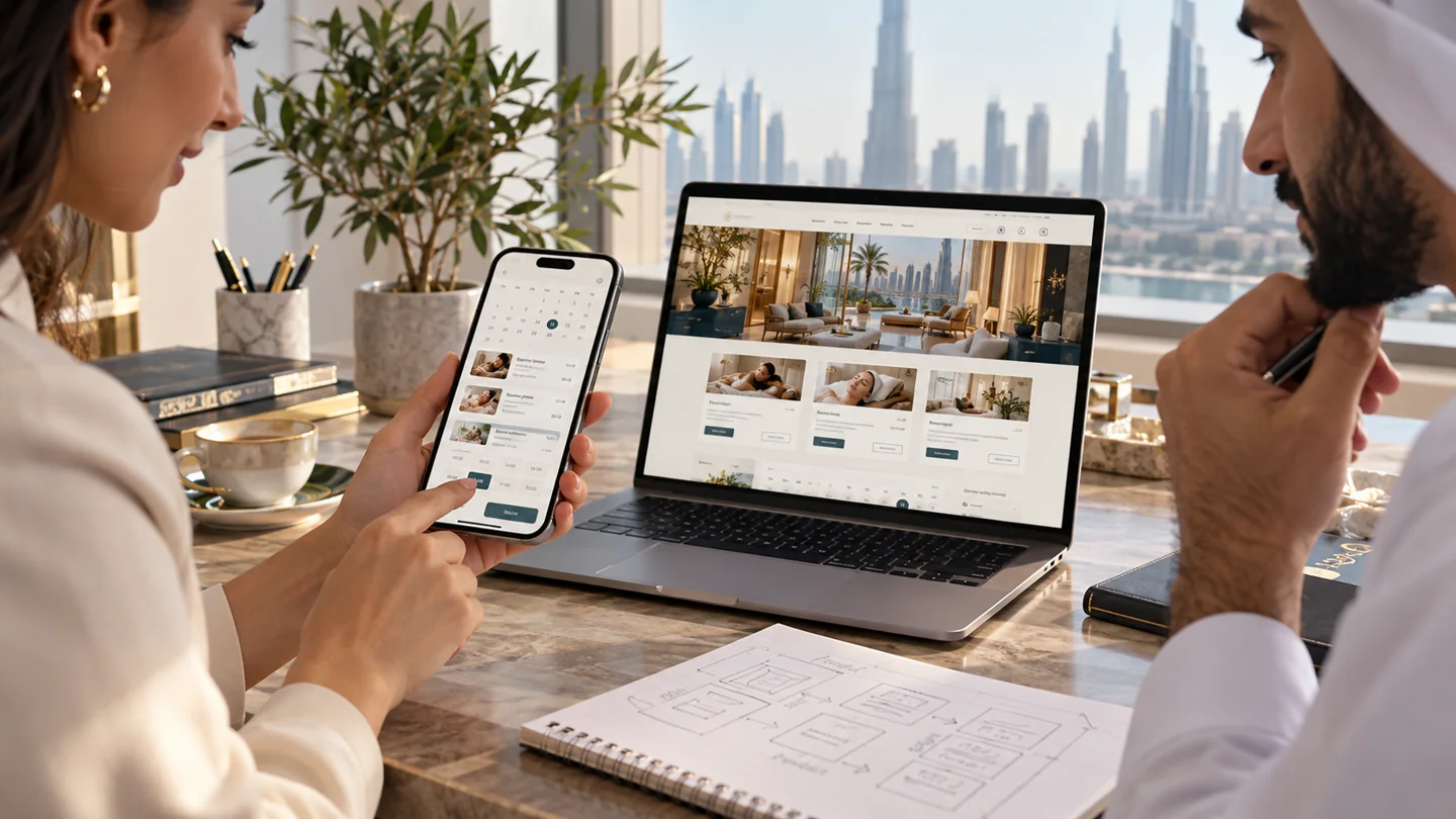 mobile app development in Dubai: illustrative planning scene