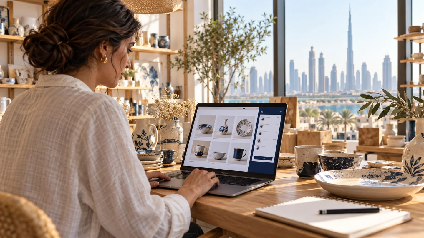 ecommerce website development in Dubai: illustrative planning scene