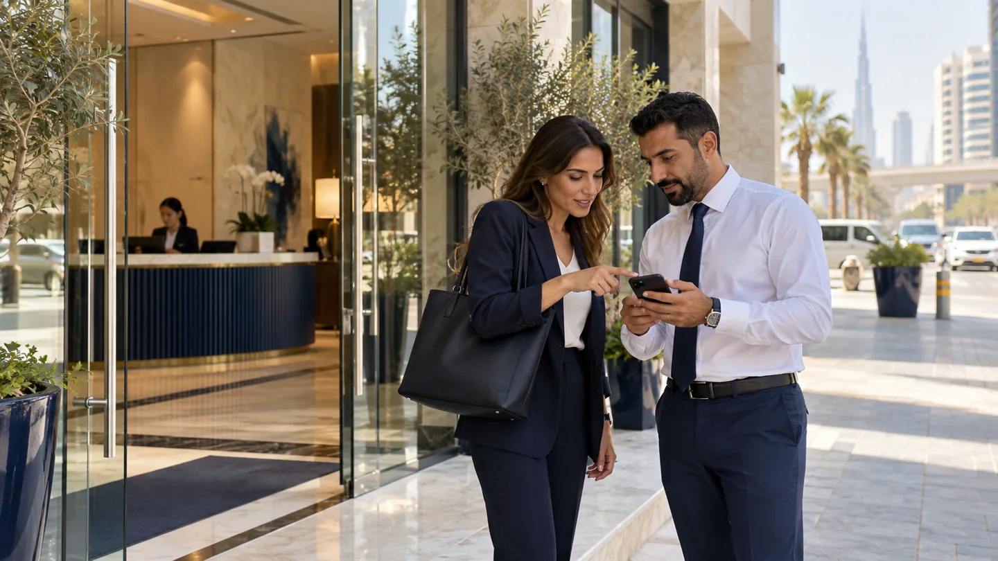 Local SEO in Dubai: an illustrative business arrival scene