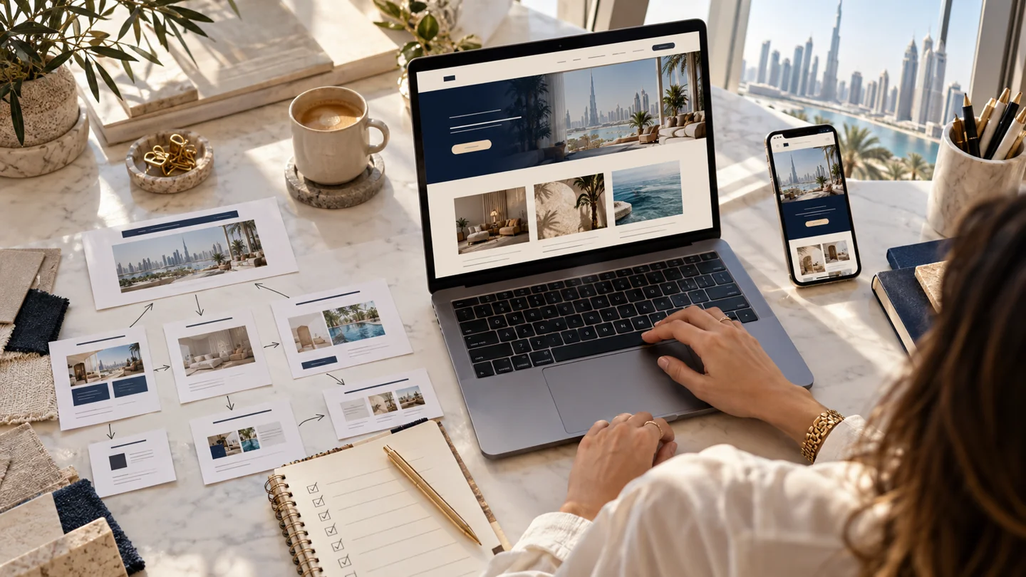 website redesign in Dubai: illustrative planning scene
